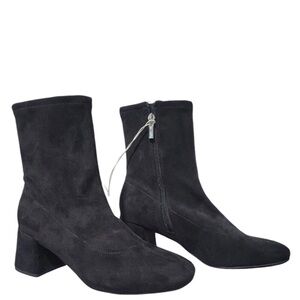A New Day Dolly Women’s Black Faux Suede 2.25" Block Heel Ankle Boots